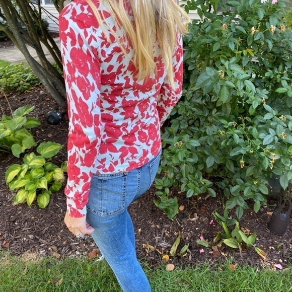 Caryn Vallone Blue and Red Long Sleeve Top - Picture 7 of 9